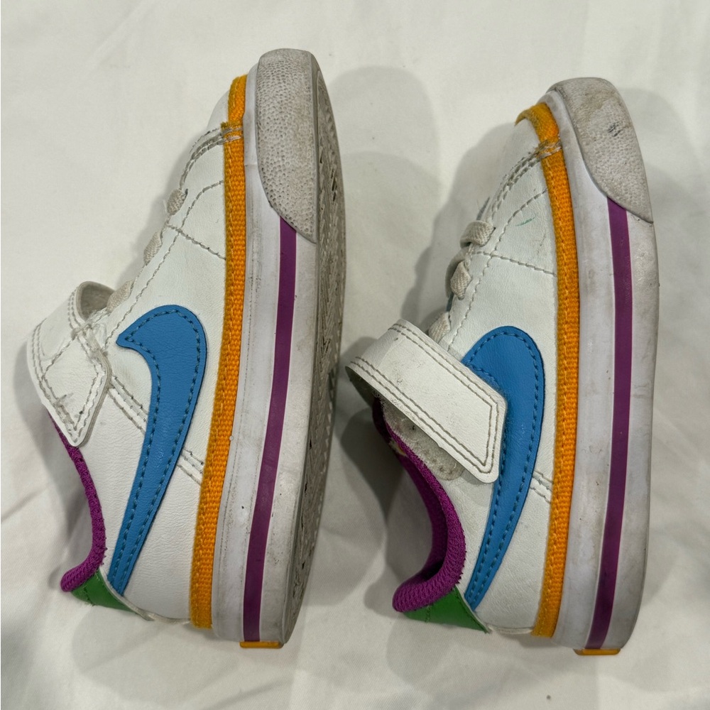 Nike Kids Court Legacy Low Top Toddler Sneakers - White, Blue, and Purple - Picture 4 of 5